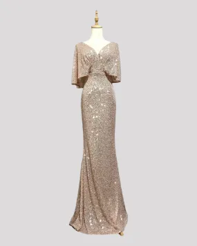 Cape Style Sequin Mermaid Evening Dress available in 6 colours