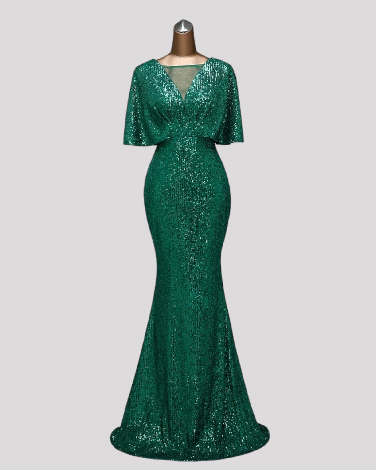 Cape Style Sequin Mermaid Evening Dress available in 6 colours