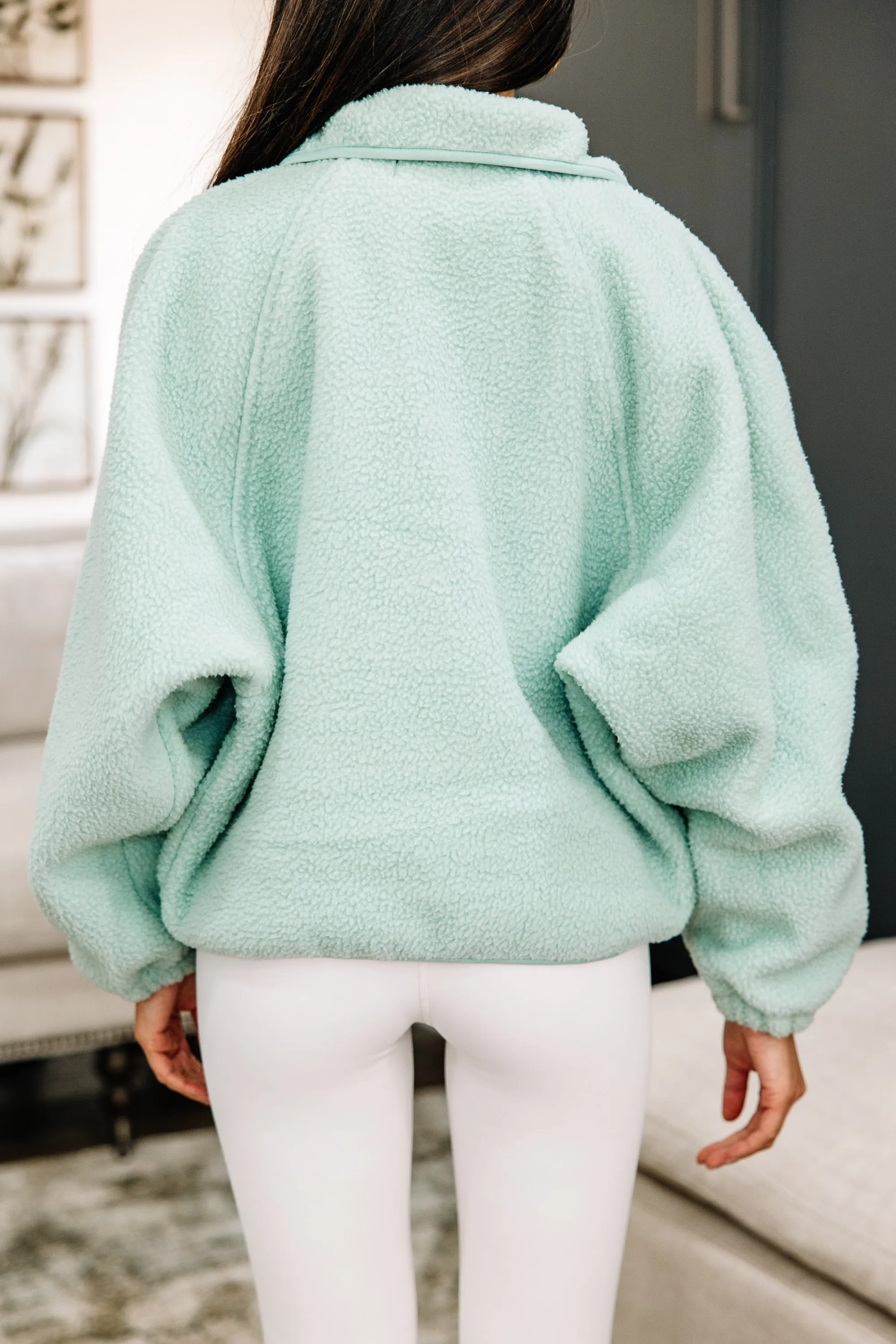 Catch You Later Light Green Fleece Jacket