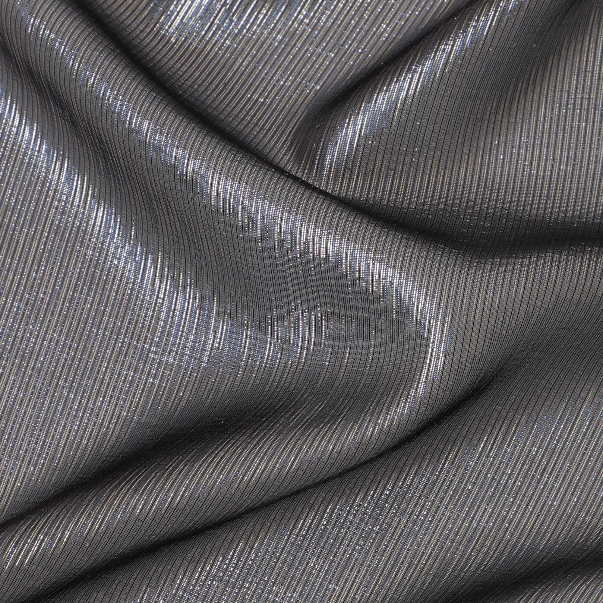 Charcoal Grey Silk Chiffon Metallic Fabric - 110 cm Wide-D20019