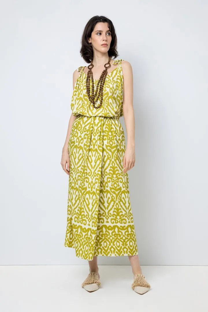 Choice Patterned Skirt With Overlap  Lime