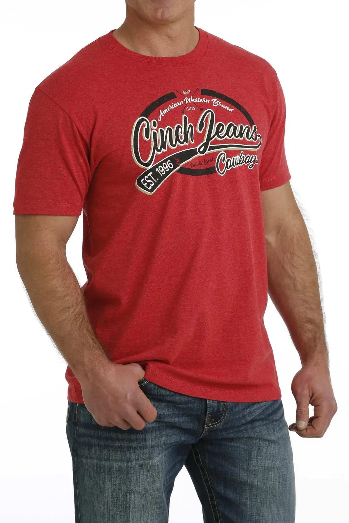 Cinch Jeans Mens Cowboys Graphic T-Shirt Tee - Red