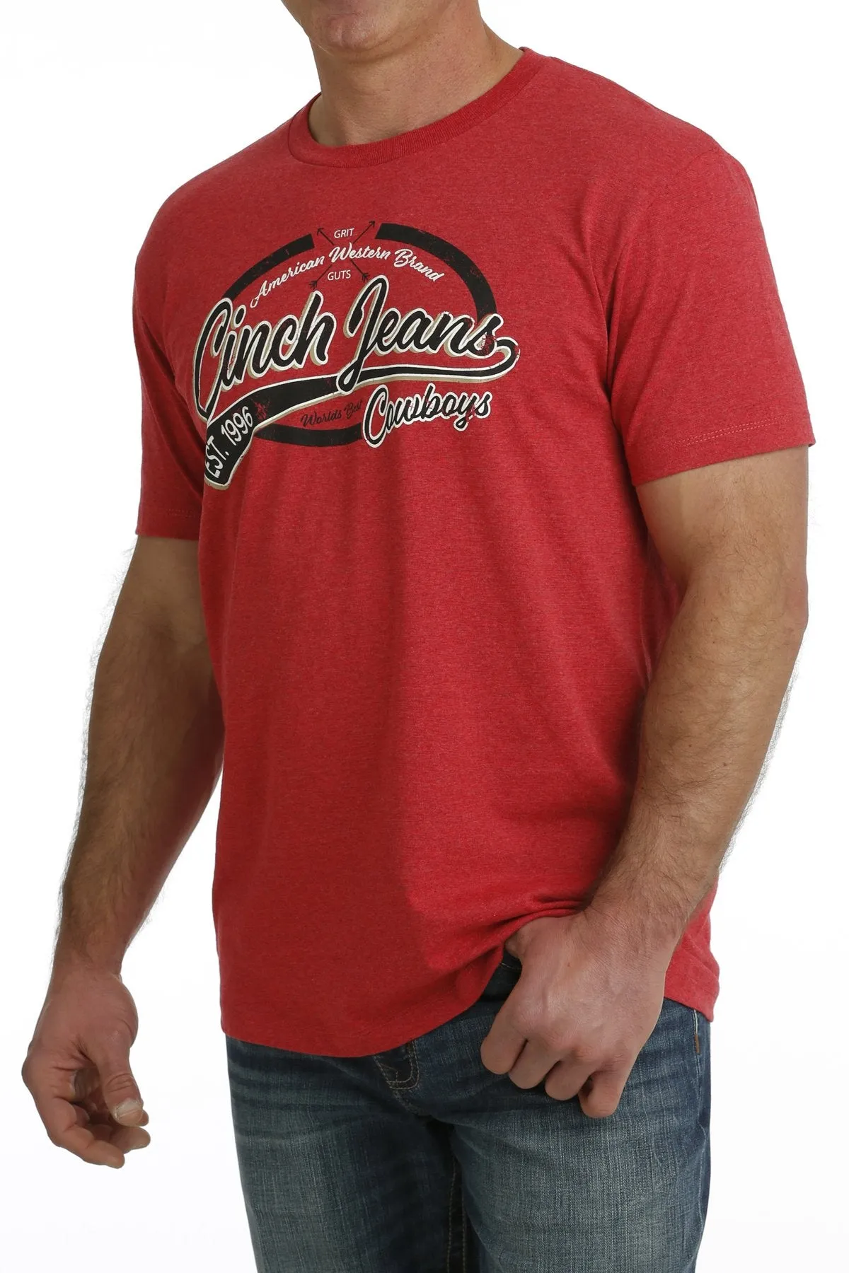 Cinch Jeans Mens Cowboys Graphic T-Shirt Tee - Red