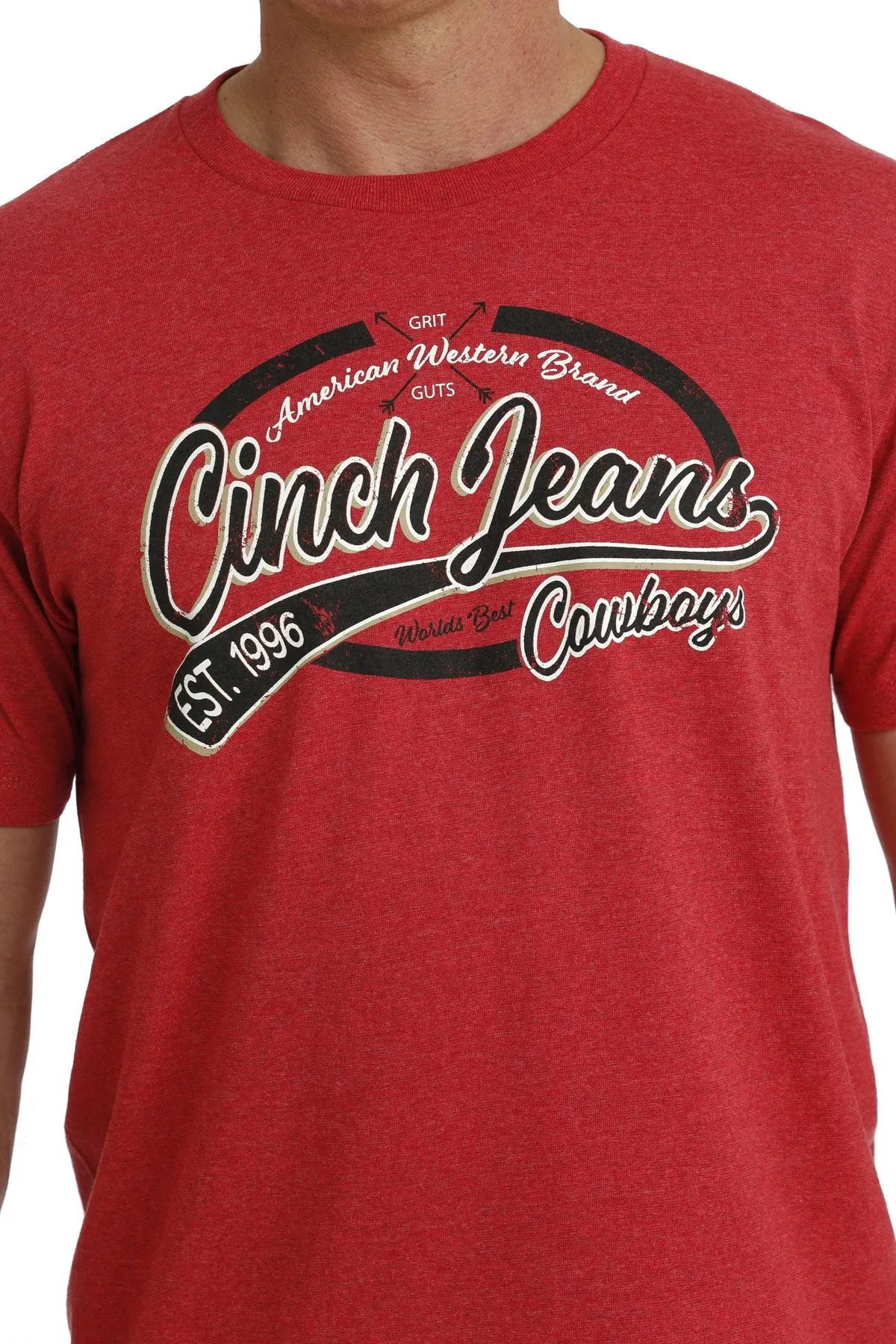 Cinch Jeans Mens Cowboys Graphic T-Shirt Tee - Red