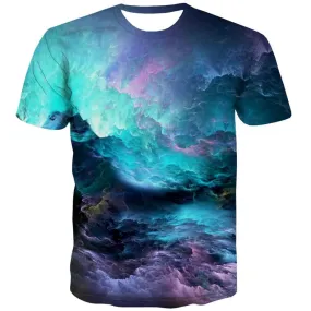 Cloud T-shirt Men Nebula Tshirt Anime Colorful T-shirts Graphic Short Sleeve