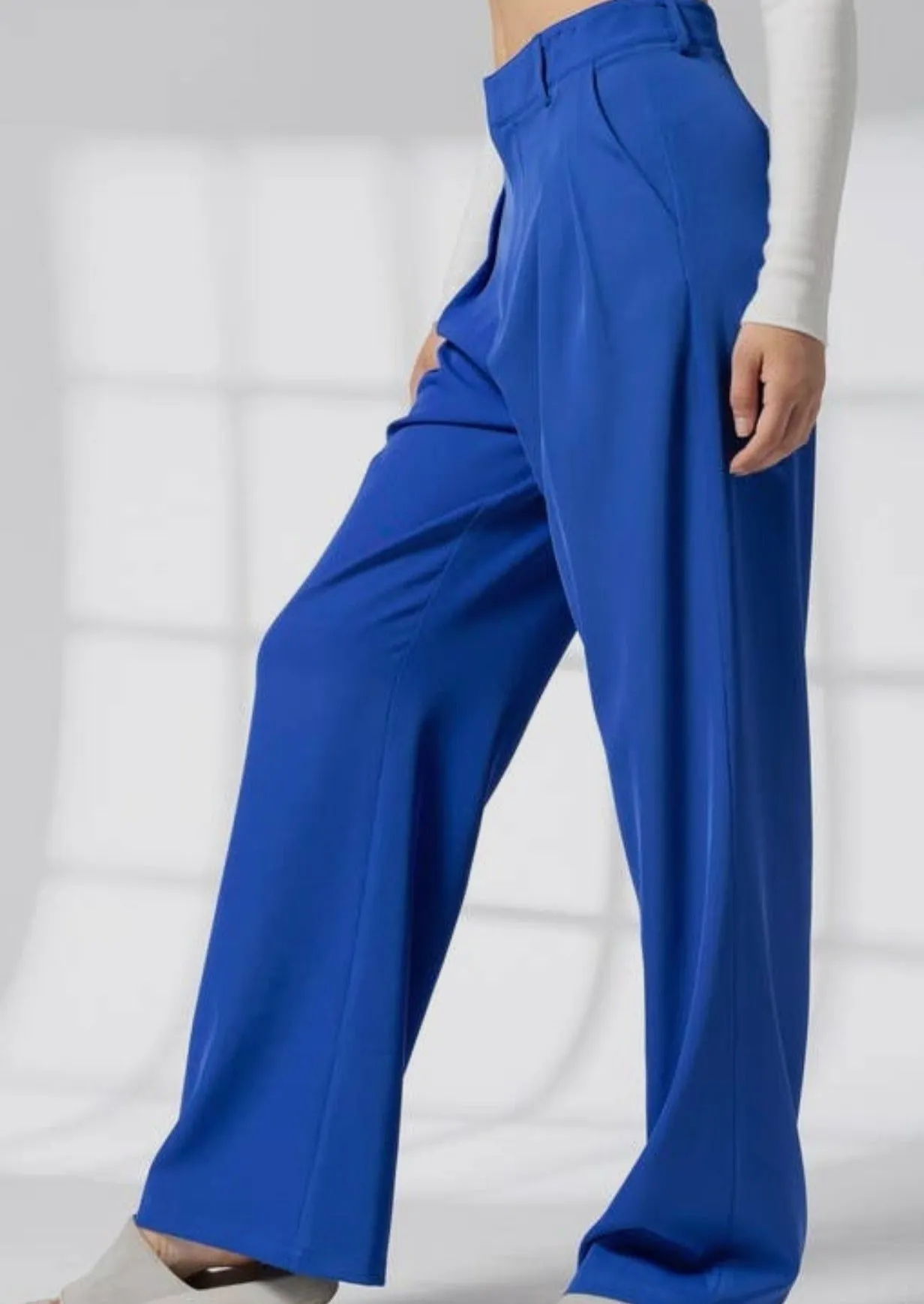 Cobalt Blue Baby High-Waist Trousers