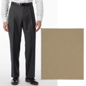 Comfort-EZE Micro Nano Performance Gabardine Trouser in Tan, Size 42 (Manchester Pleated Model) by Ballin