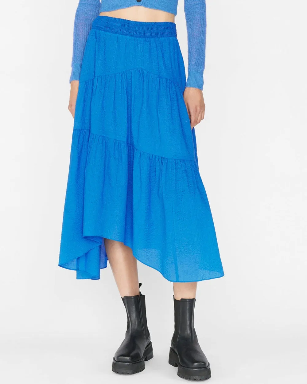 Cornflower Gathered Midi Skirt