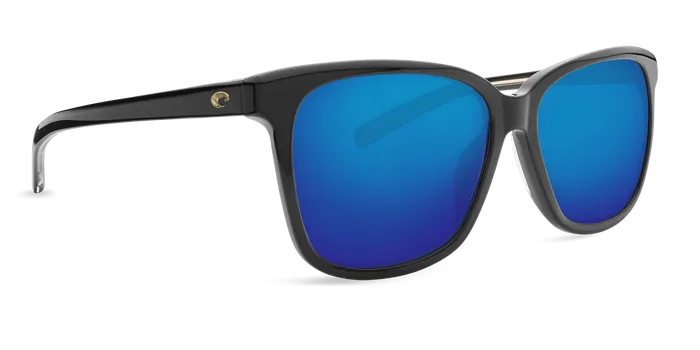 Costa May Sunglasses-Shiny Black/Blue Mirror 580G