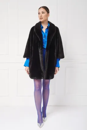 Cozy mink cape/jacket with shawl collar