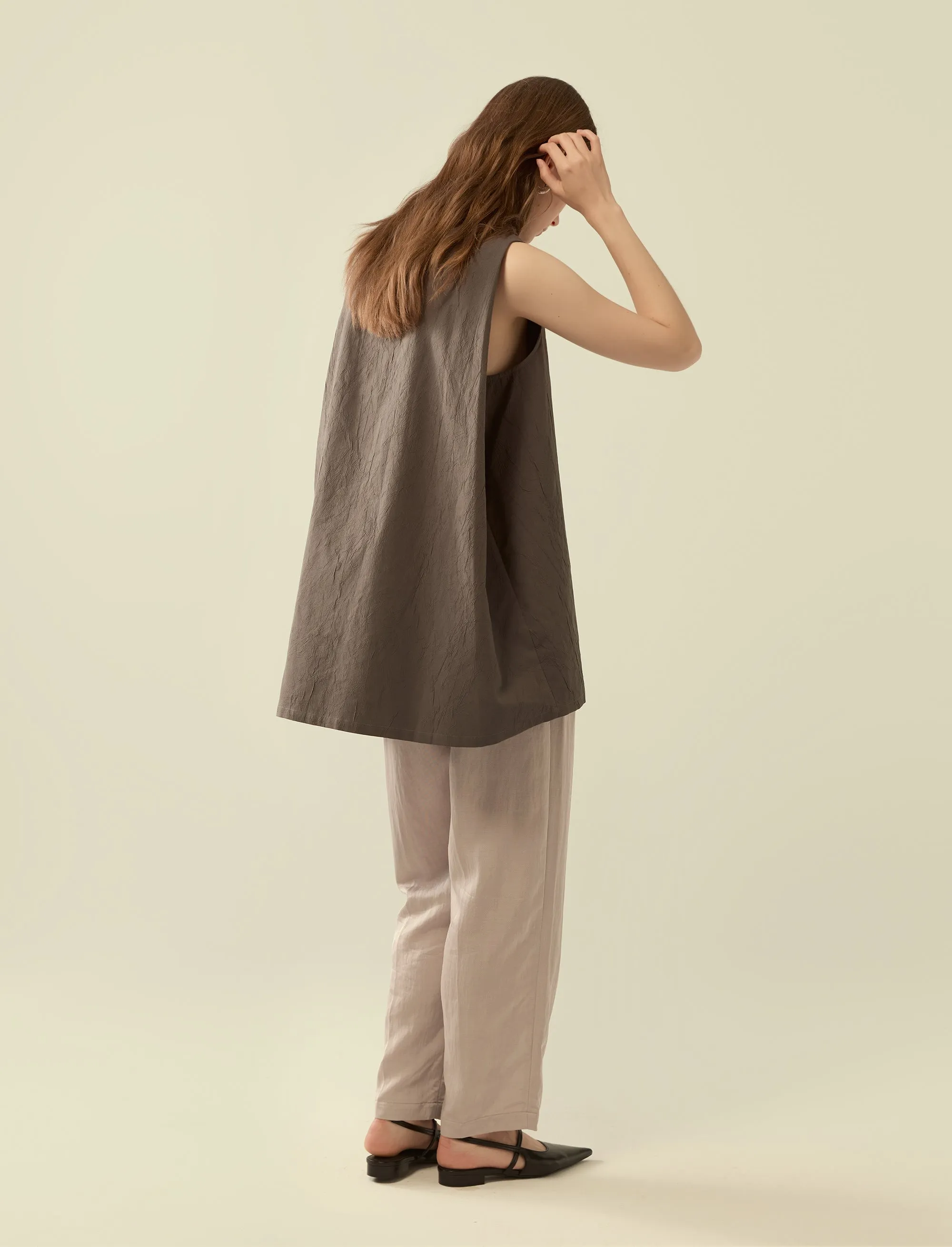 crinkled back cape tunic top