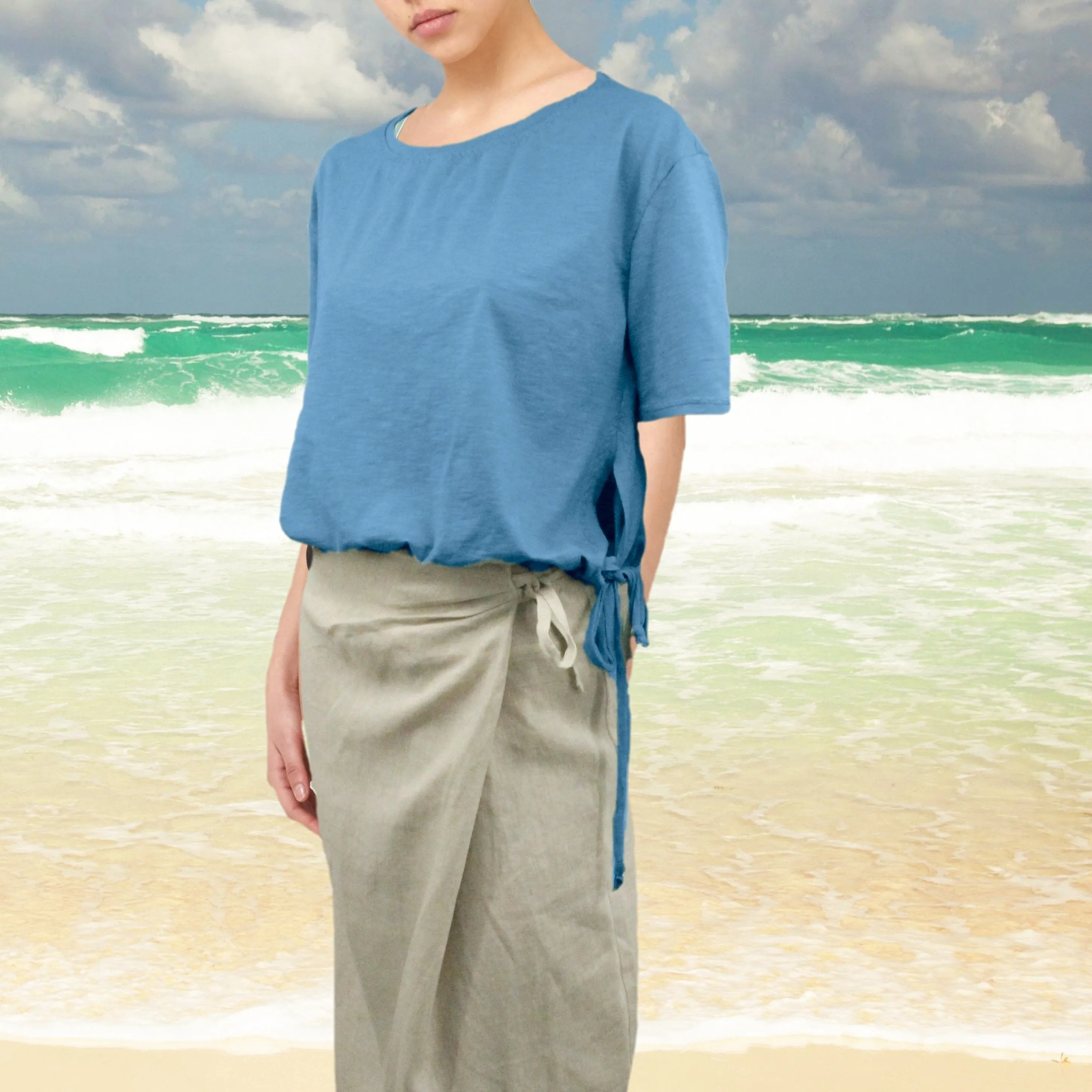 Cropped T shirt in linnen mix / Cropped  T shirt in linen mix