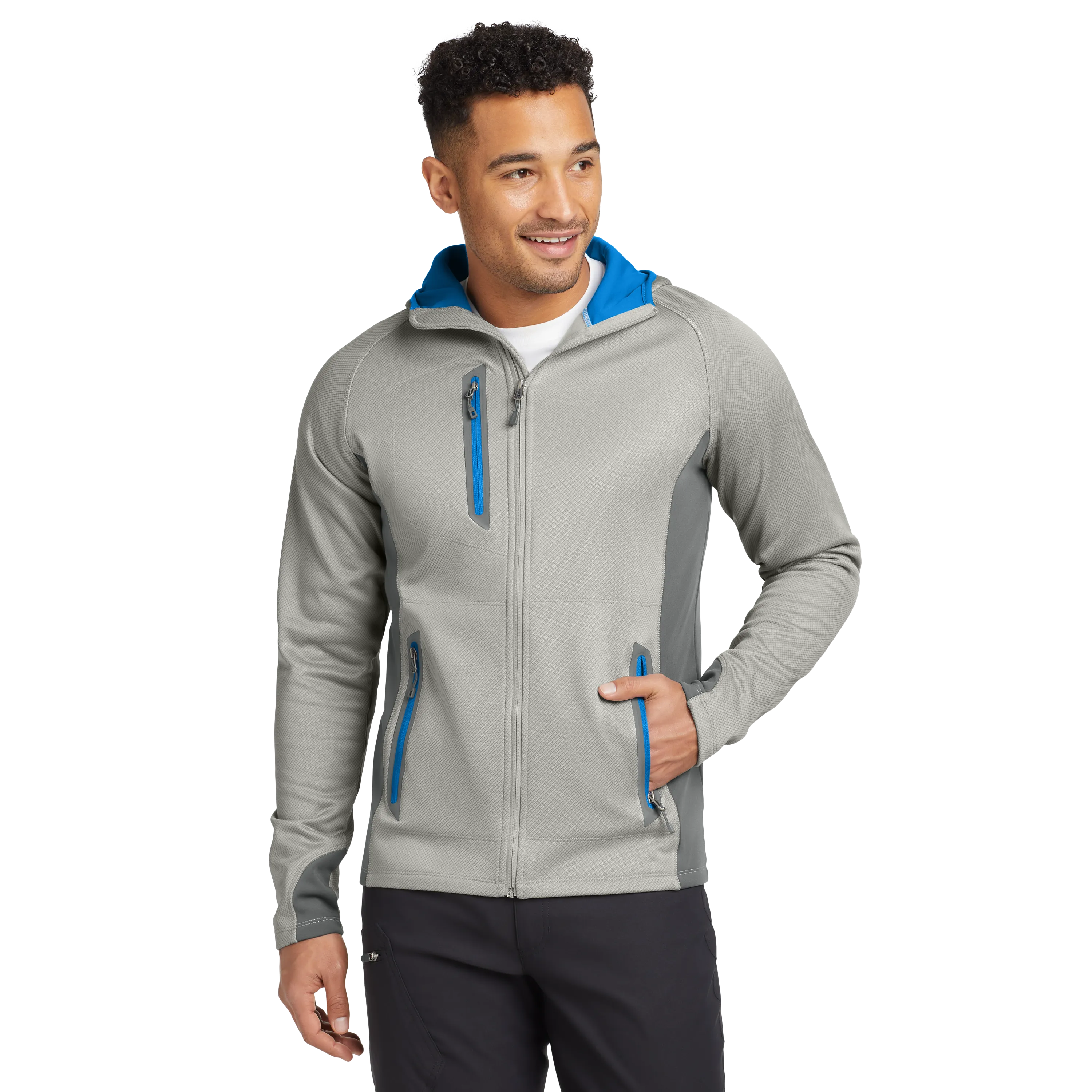 D1893M Mens Sport Hooded Full-Zip Fleece Jacket