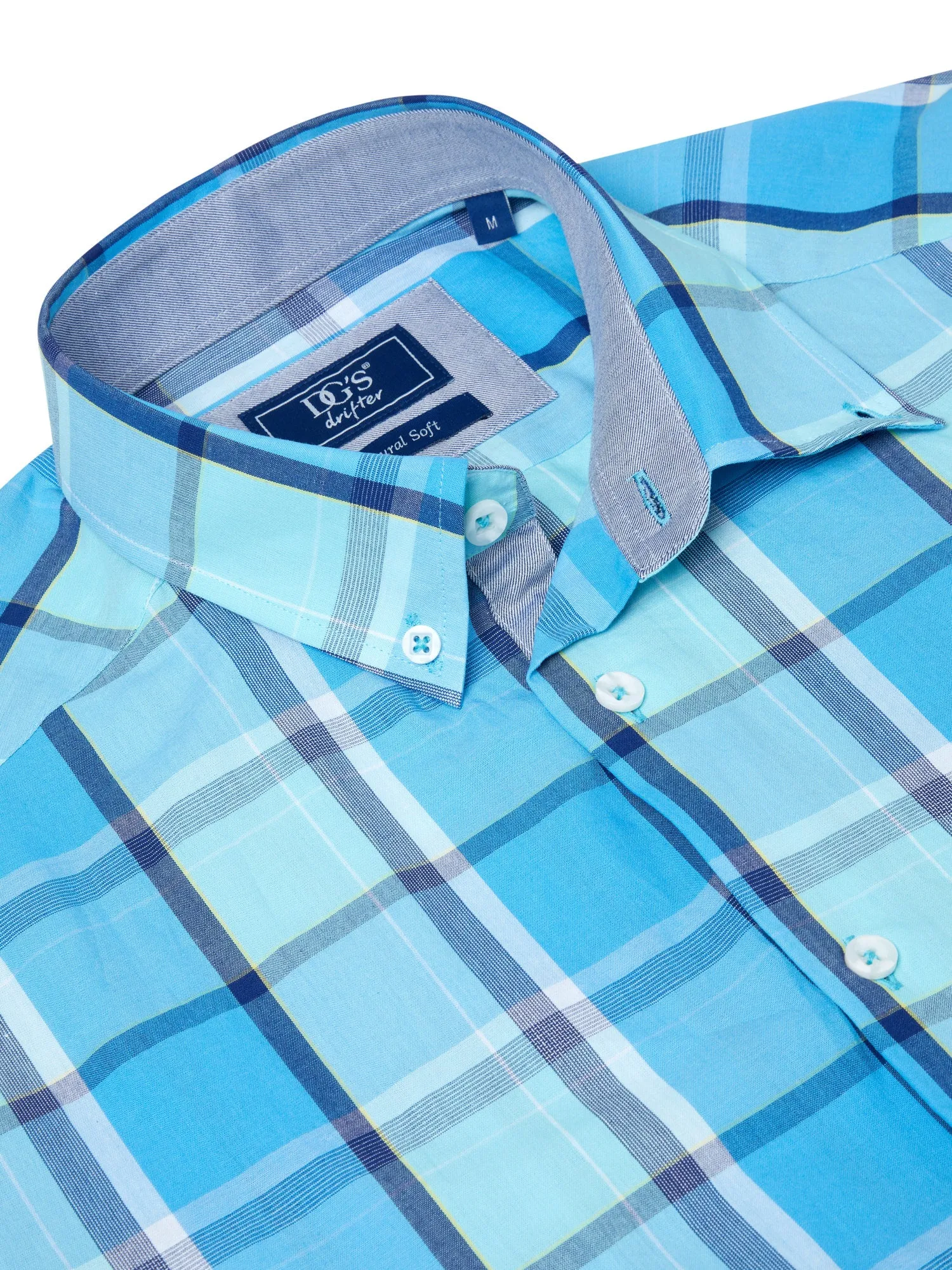 Daniel Grahame Short Sleeve Checked Casual Shirt - Blue/Teal