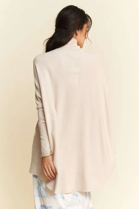 Davi & Dani High-Low Turtleneck Long Sleeve Knit Top