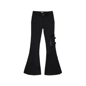 Double-waistband Fitted Cargo Trousers in Black