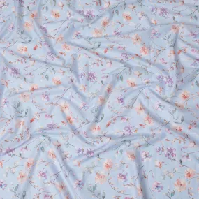 Dreamy Sky Cotton Voile Fabric - 110cm Wide, Pastel Floral Print from India-D18536