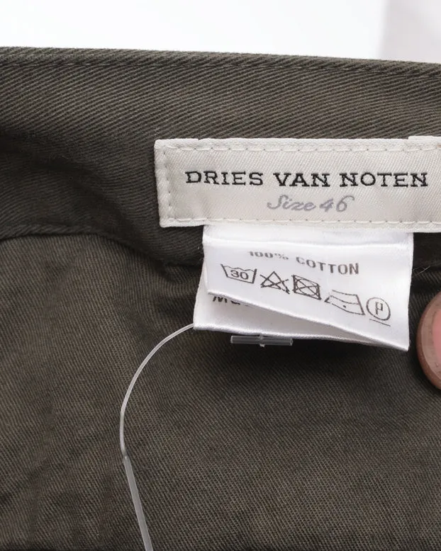 Dries Van Noten Perrish Skirted Cargo Pants in Khaki Green - 30