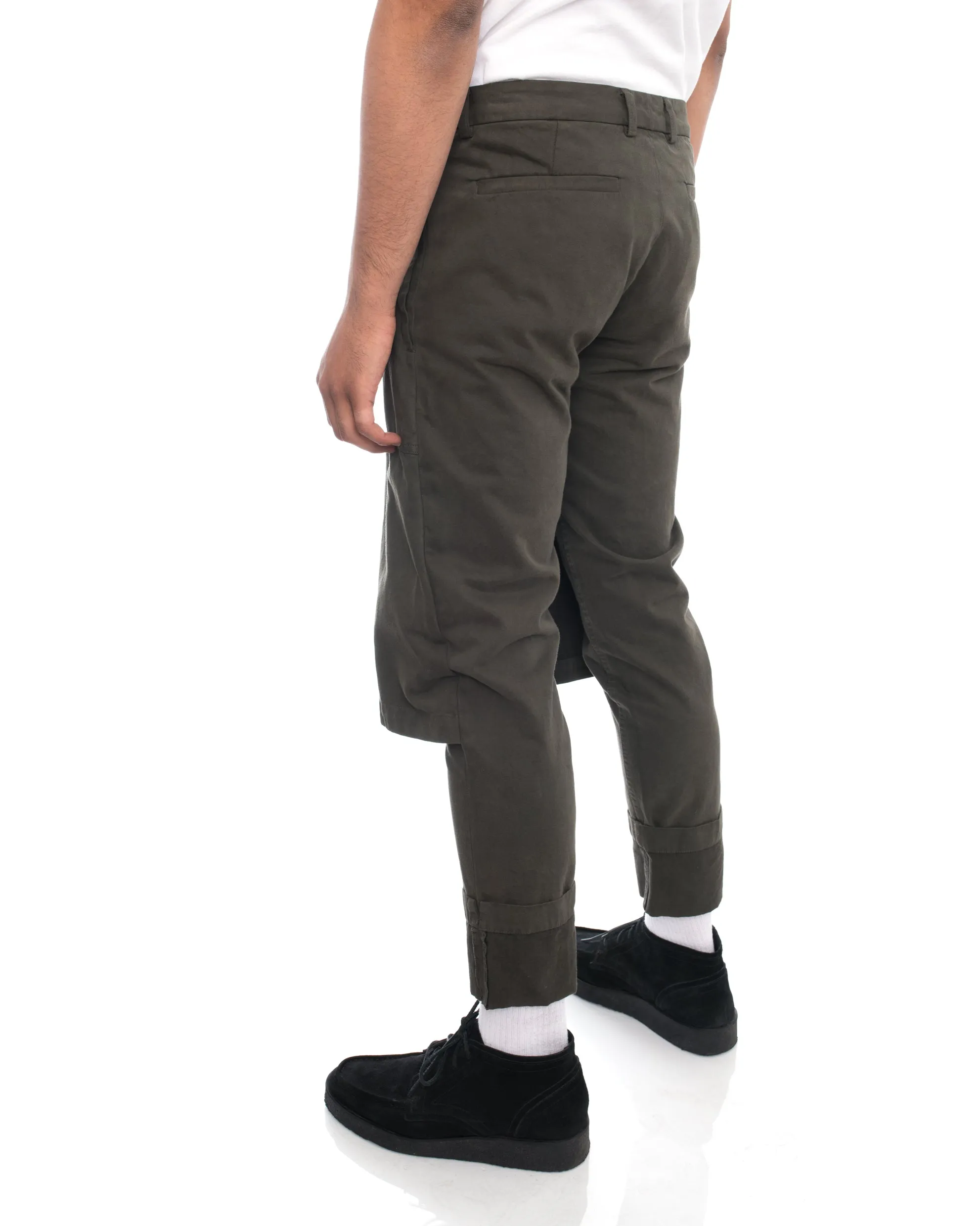 Dries Van Noten Perrish Skirted Cargo Pants in Khaki Green - 30