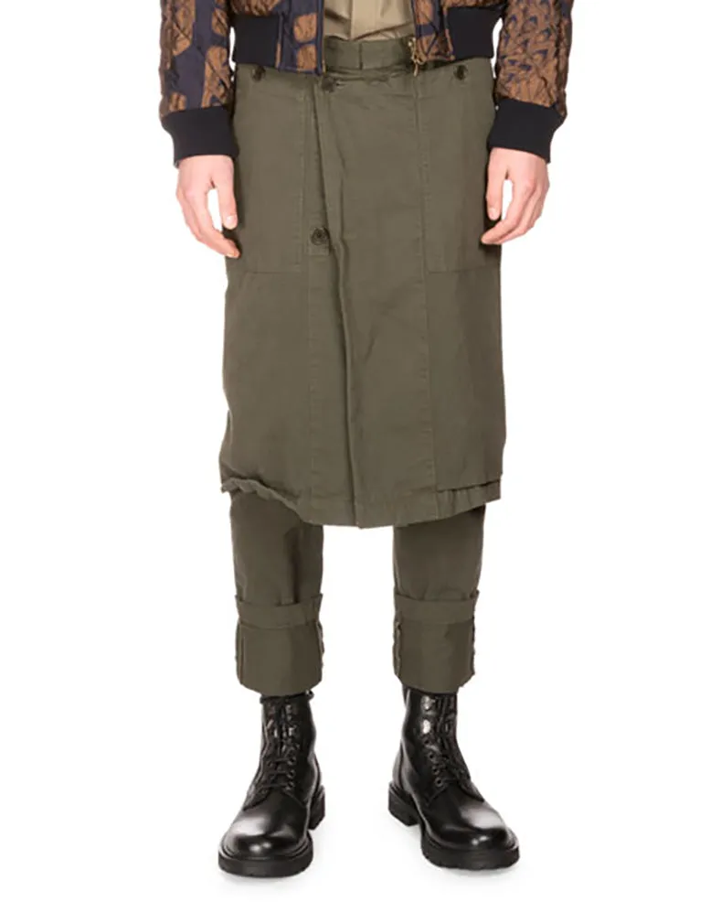 Dries Van Noten Perrish Skirted Cargo Pants in Khaki Green - 30