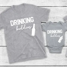 Drinking Buddies Beer & Milk Bottles Matching T-Shirt/Baby Vest Heather Grey (MRK X)