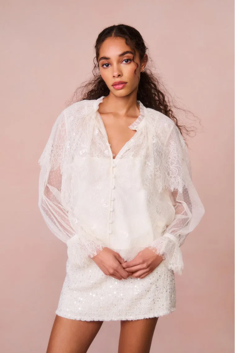 Duquette Sheer Lace Top - IVORY