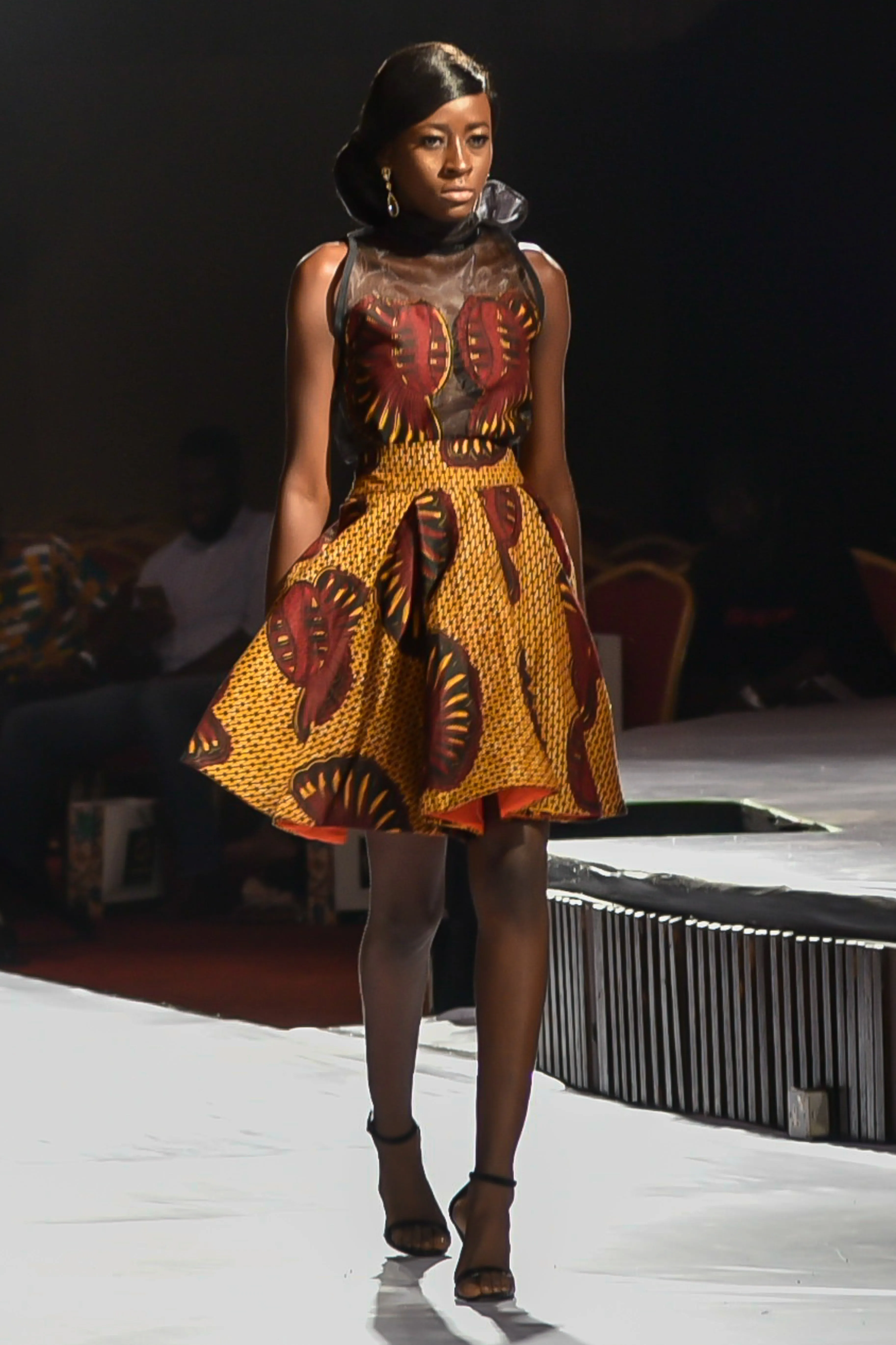 Ebun Yellow and Red Chiffon Ankara Mix Skirt and Blouse