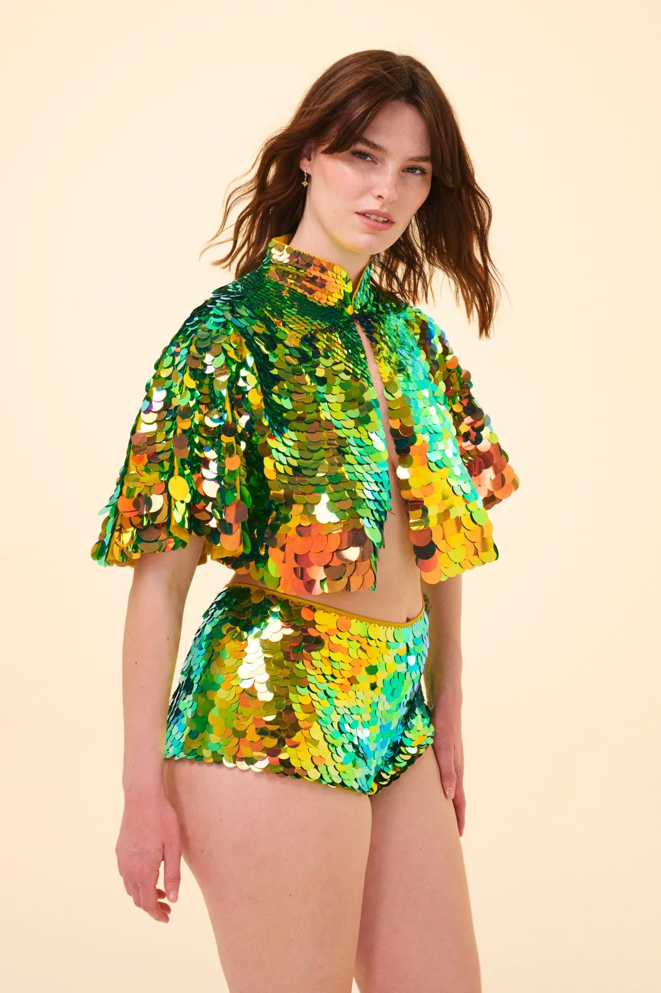 ECLIPSE SEQUIN CAPE - CITRUS