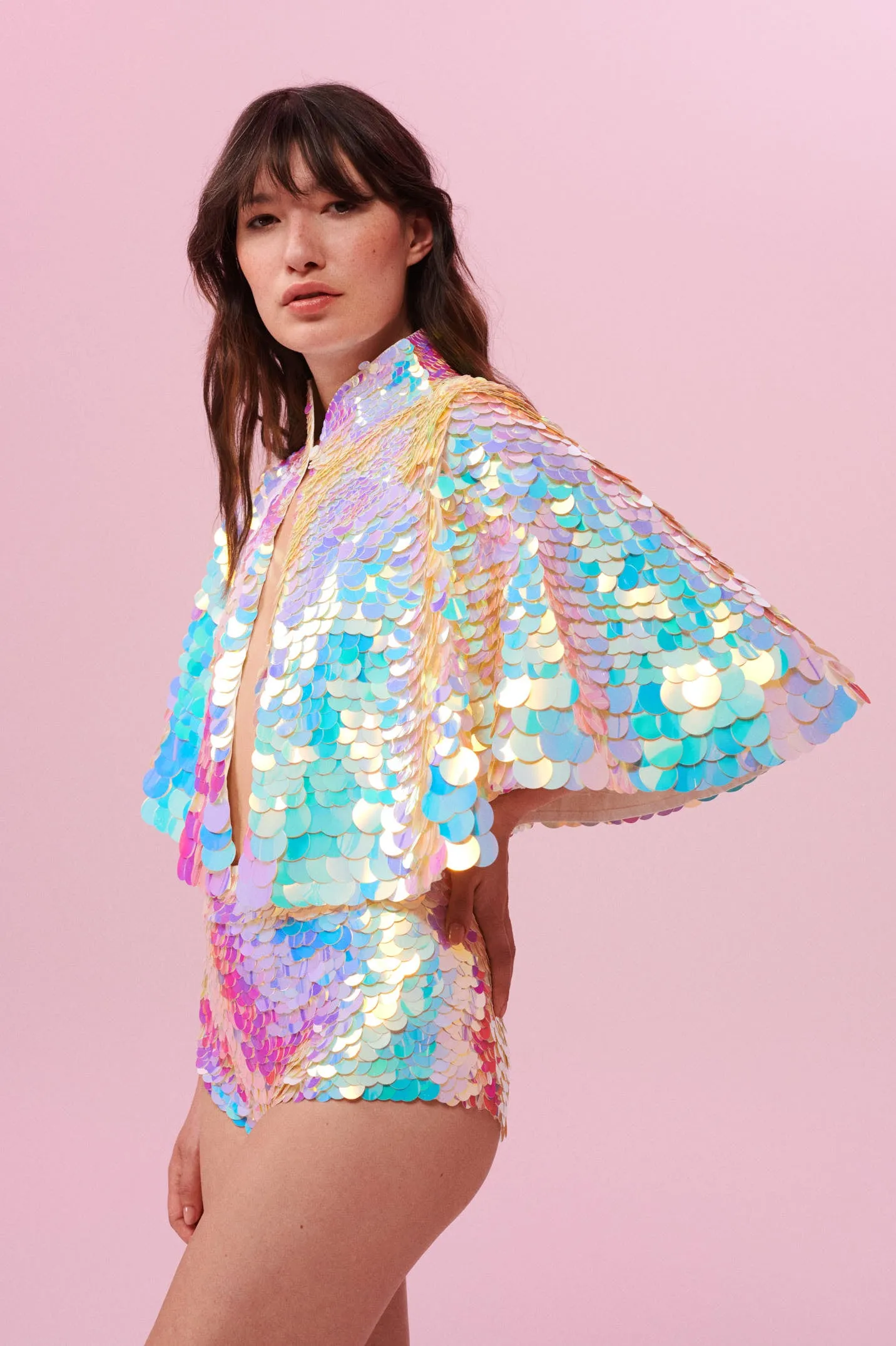 ECLIPSE SEQUIN CAPE - OPAL