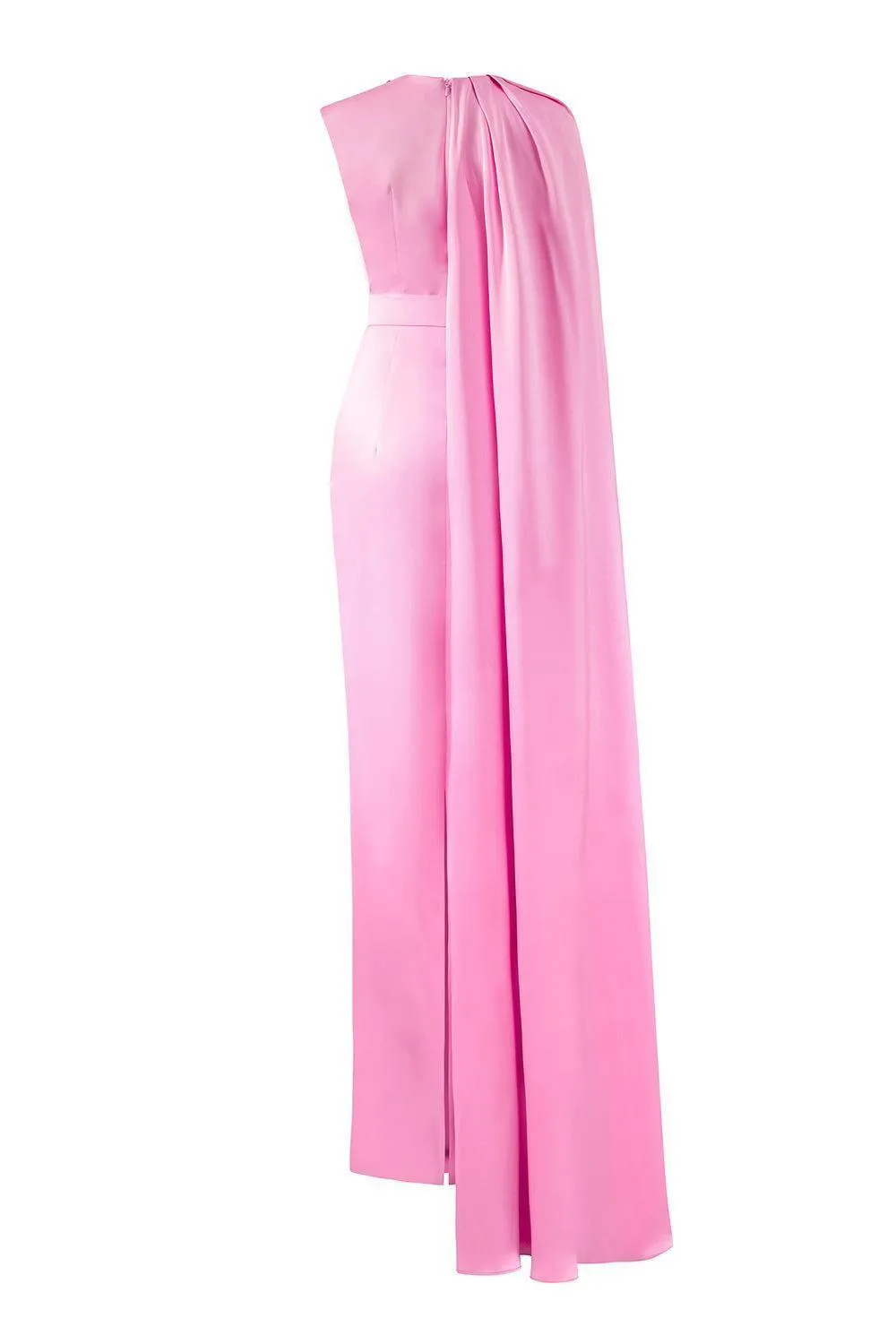 Efflores Pegged Round Neck Silk Floor Length Dress