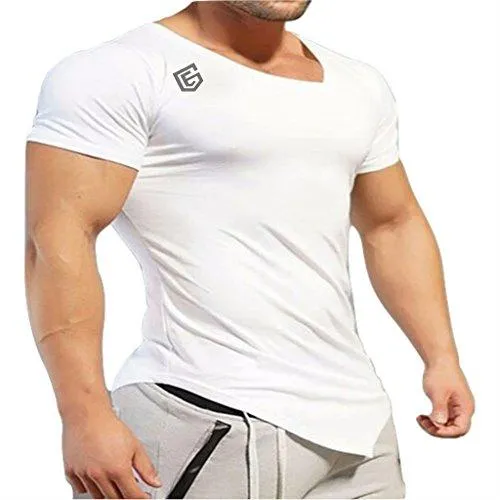 EG White/Black Designer Gym Fit T-Shirt For Men's