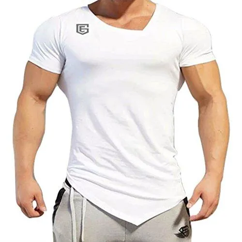 EG White/Black Designer Gym Fit T-Shirt For Men's