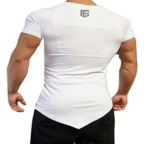 EG White/Black Designer Gym Fit T-Shirt For Men's