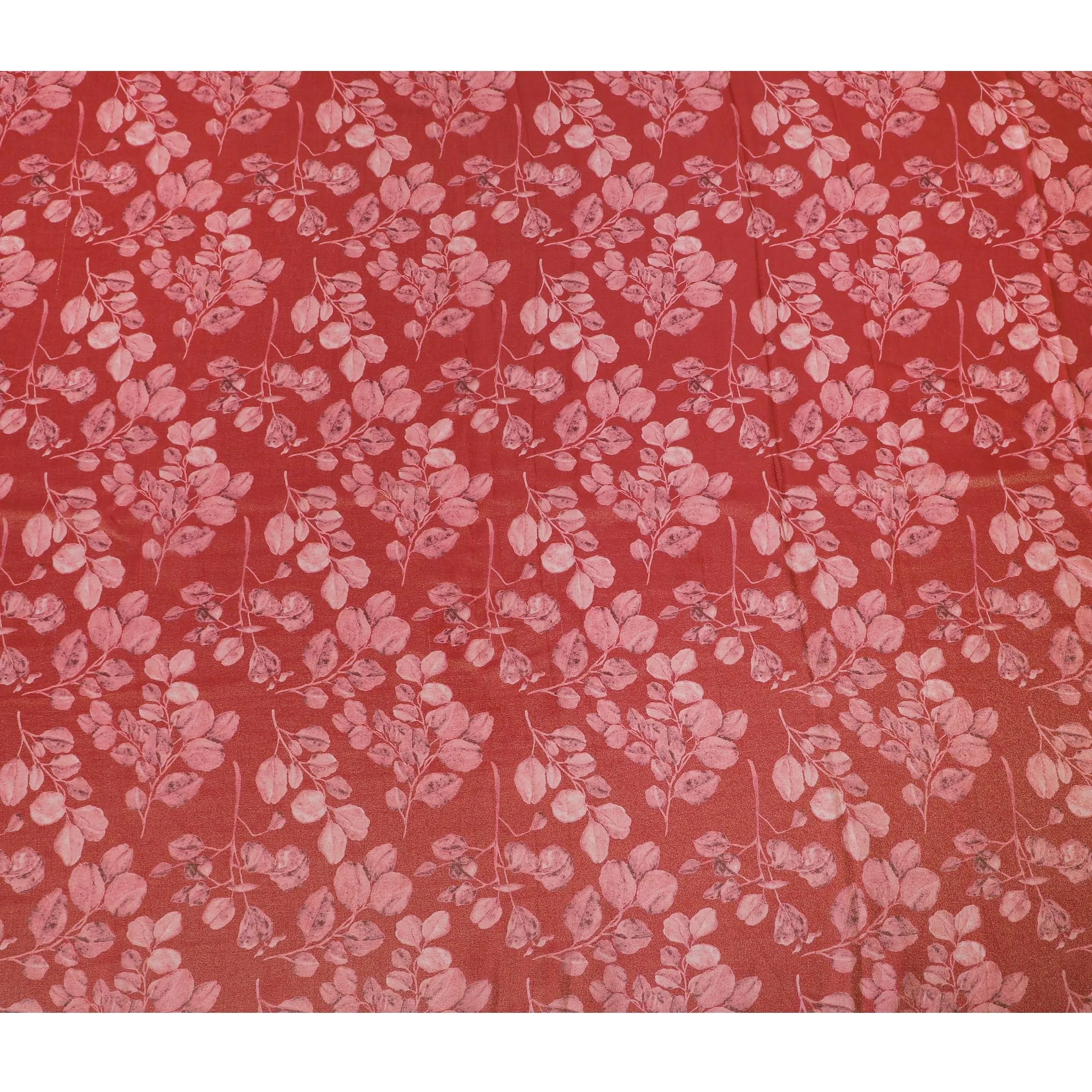 Elegant Coral Pink Floral Organza Fabric - 110cm Wide, Sheer Lightweight Design for Dresses & Décor-D18936