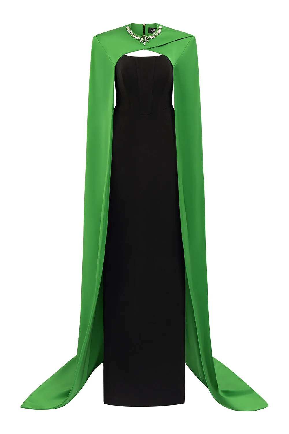 Elina Cape Corset Silk Floor Length Dress