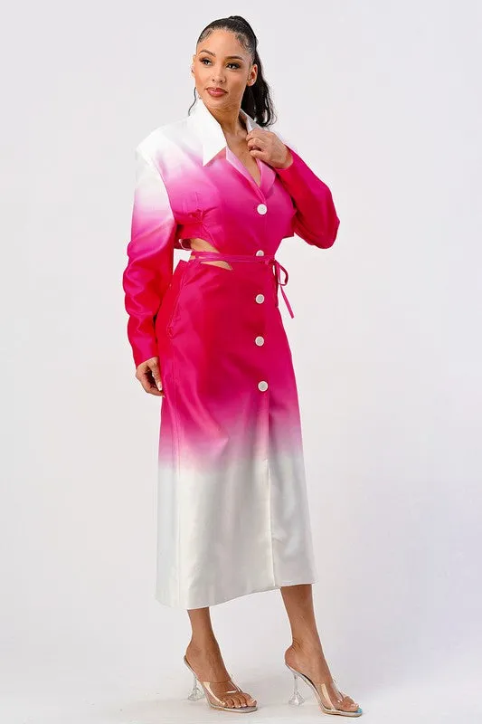 EM Color gradient spring trench coat