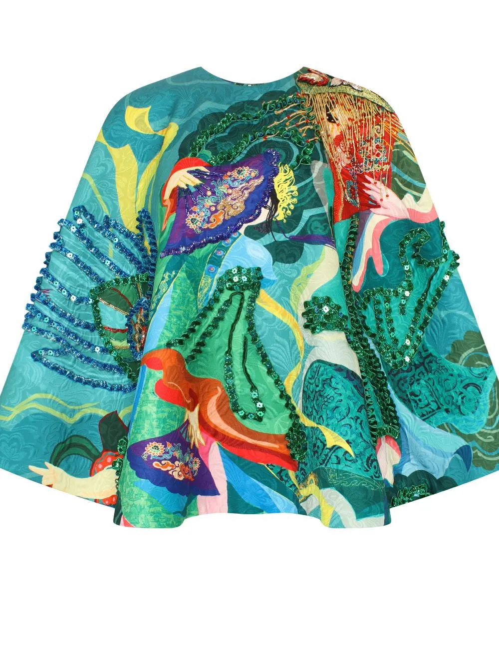 Embroidered Printed Cape