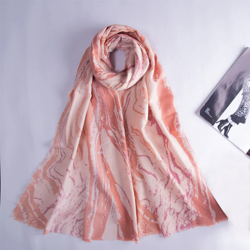 European and American vertical marble scarf autumn and winter warm shawl imitation cashmere scarf women