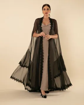 EVENING FRENCH LACE BLACK CAPE