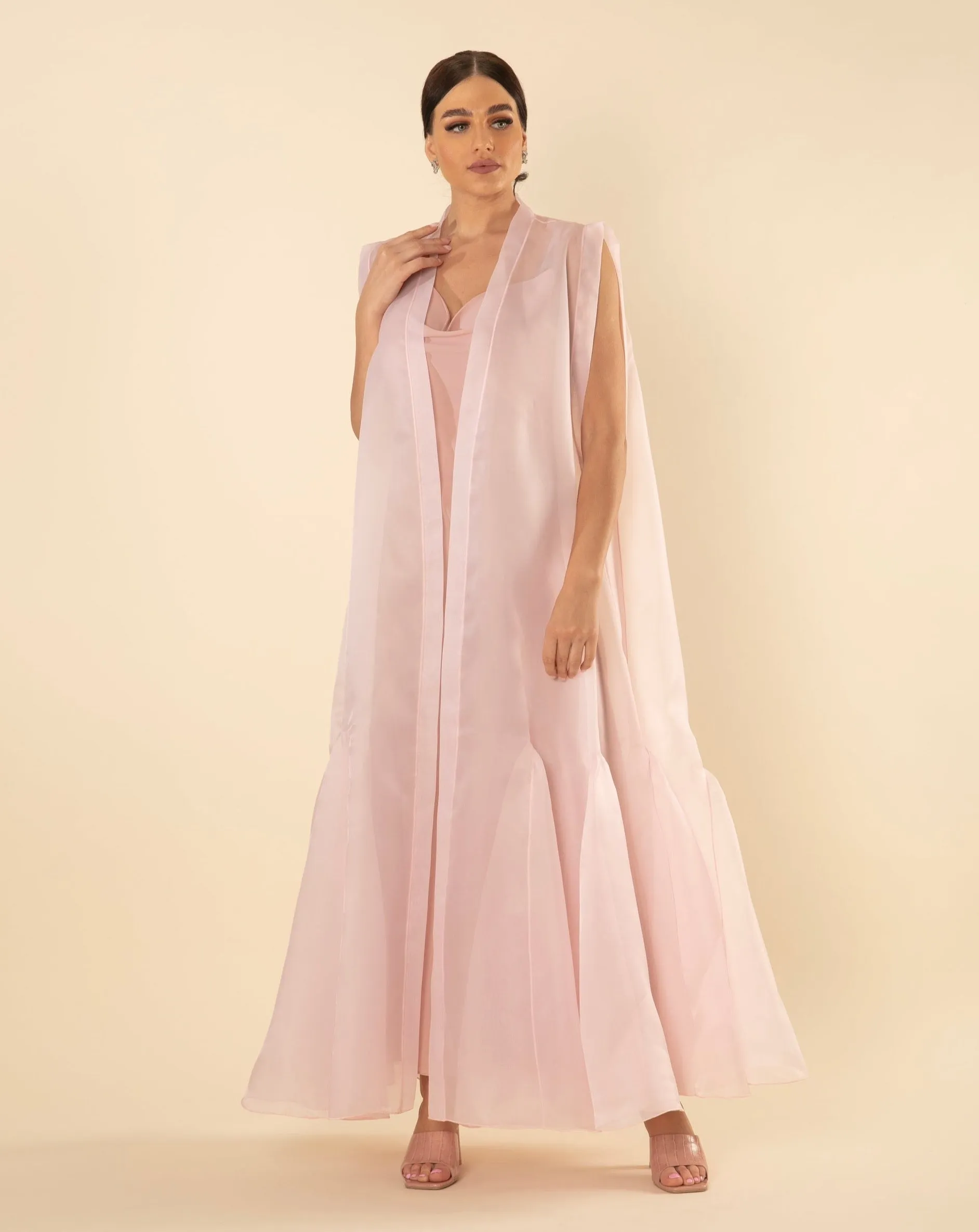 EVENING PINK ORGANZA SLEEVELESS CAPE