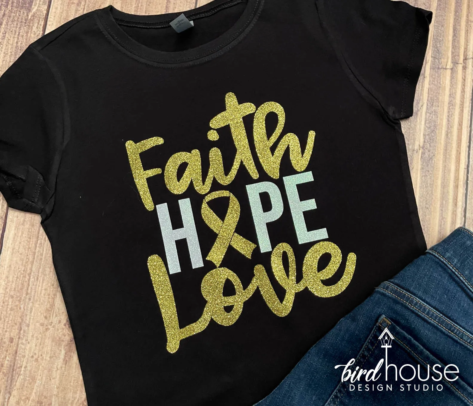 Faith Hope Love Shirt, Childhood Cancer Awareness