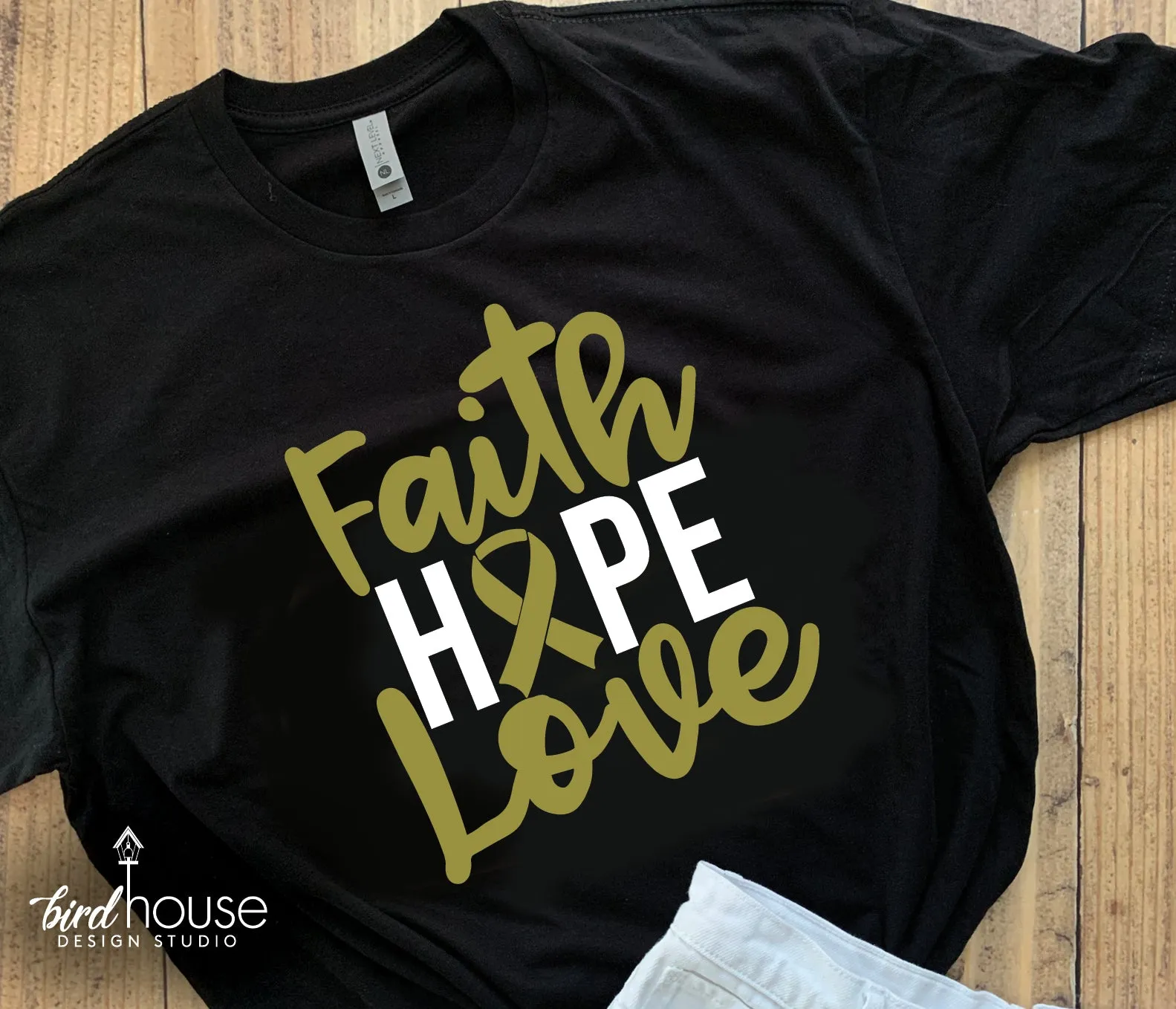 Faith Hope Love Shirt, Childhood Cancer Awareness