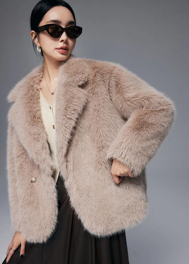 Faux Fox Fur Two Button Short Coat