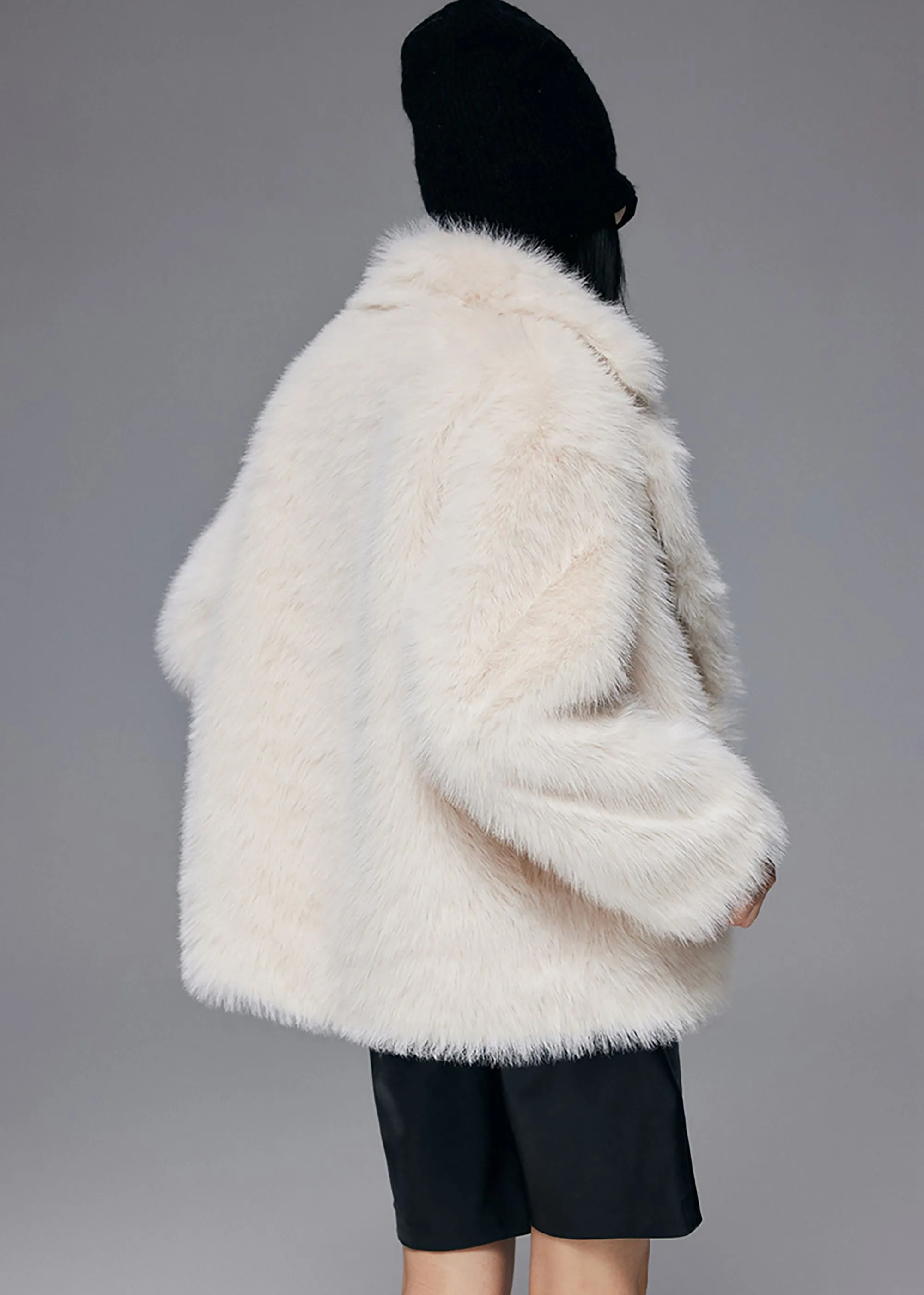 Faux Fox Fur Two Button Short Coat