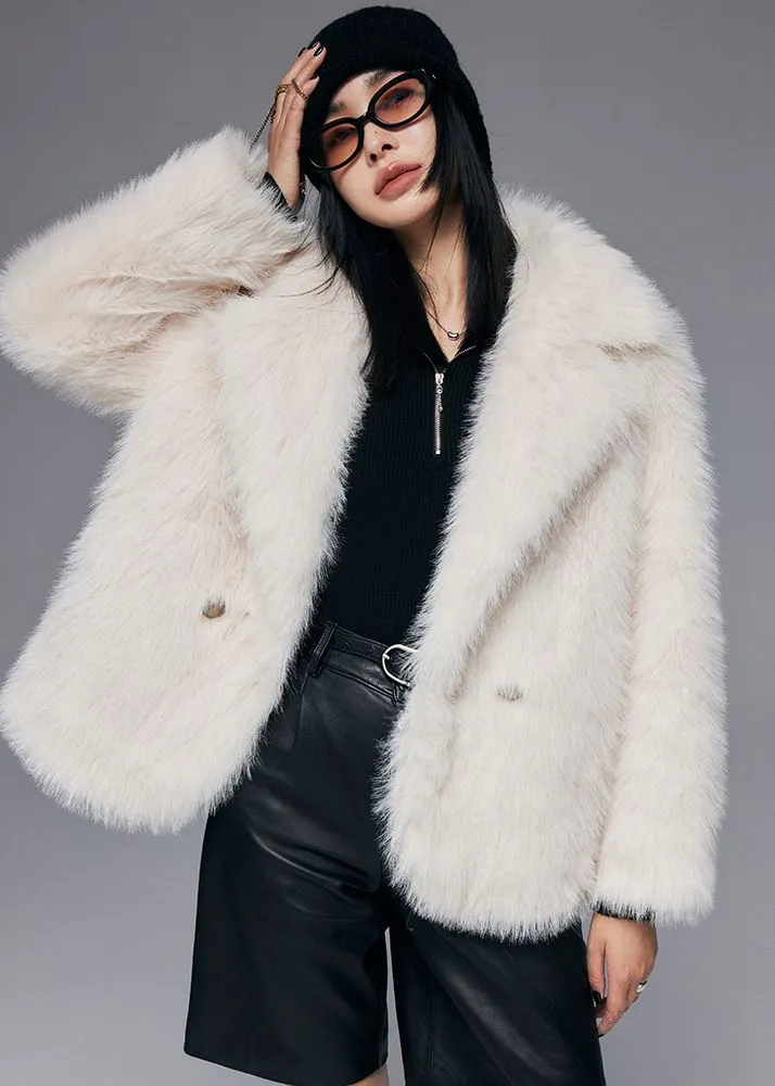 Faux Fox Fur Two Button Short Coat