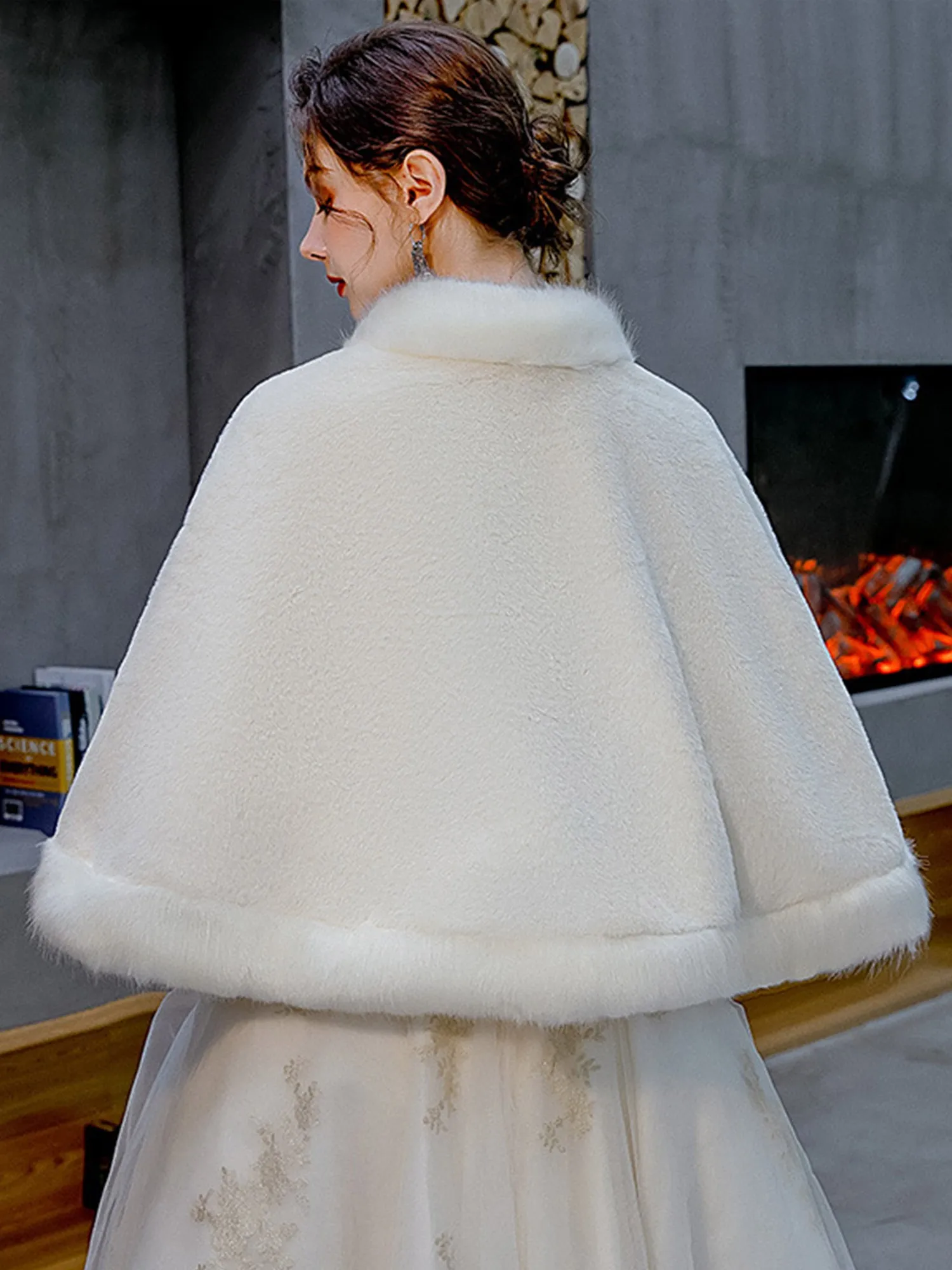 Faux Fur Bridal Wedding Shawl Cape