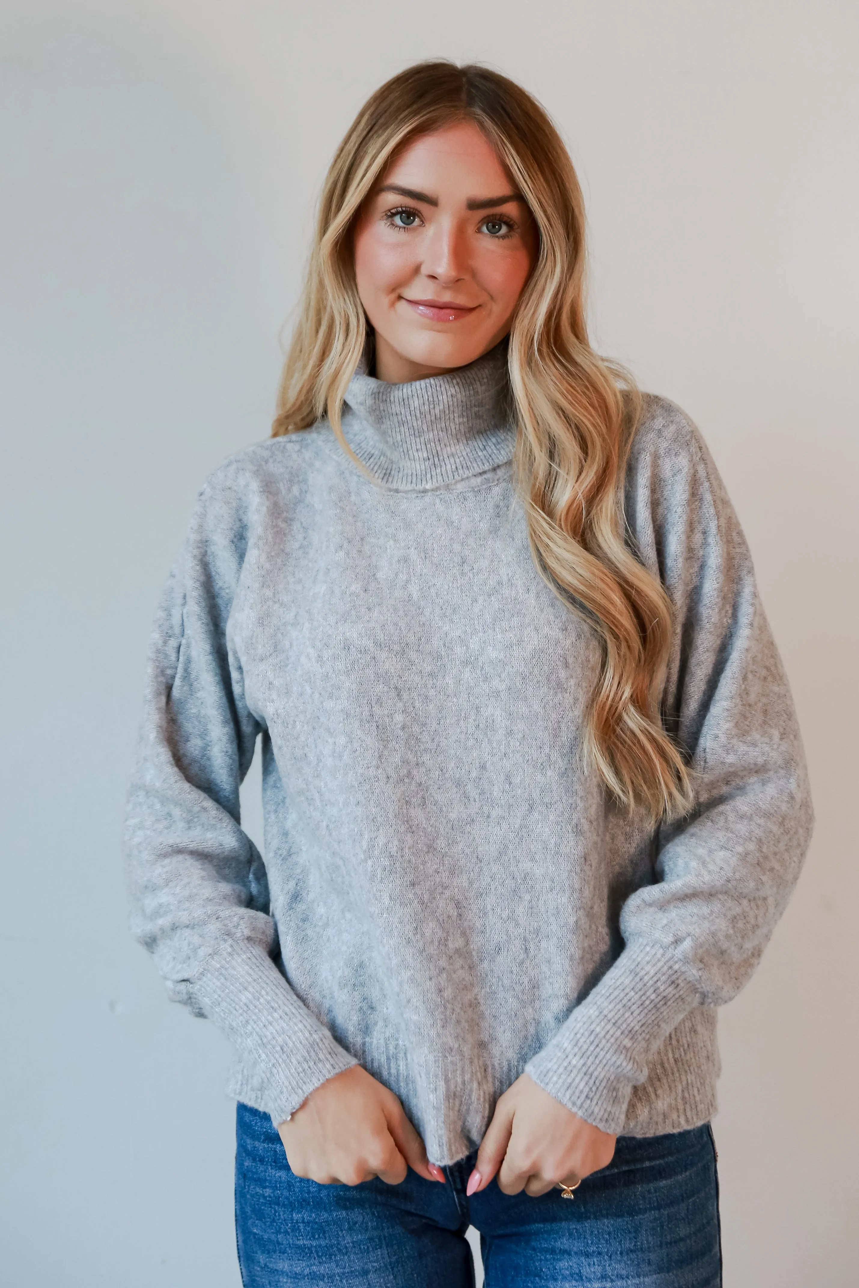 FINAL SALE - Jordan Heather Grey Turtleneck Sweater - DOORBUSTER