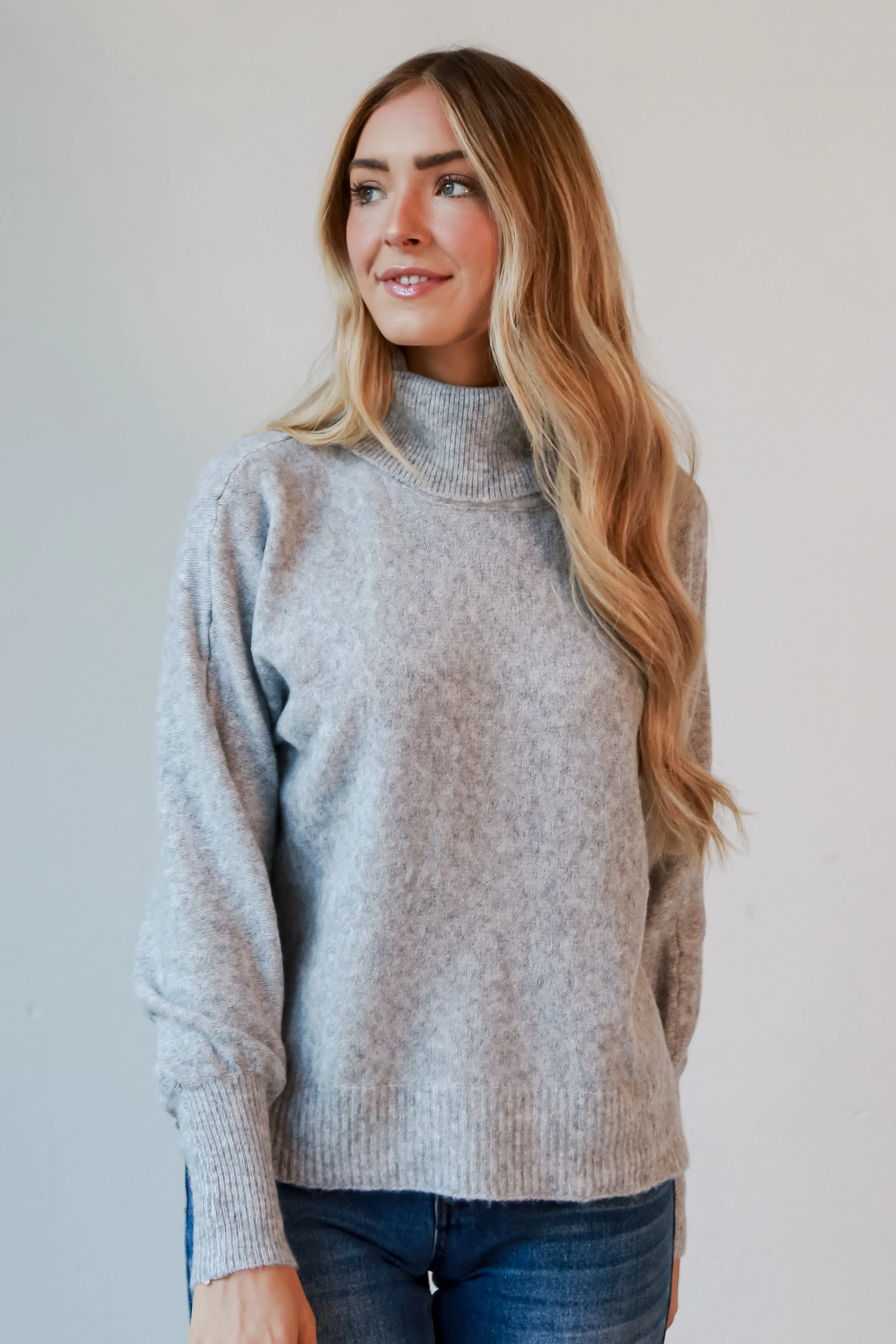 FINAL SALE - Jordan Heather Grey Turtleneck Sweater - DOORBUSTER