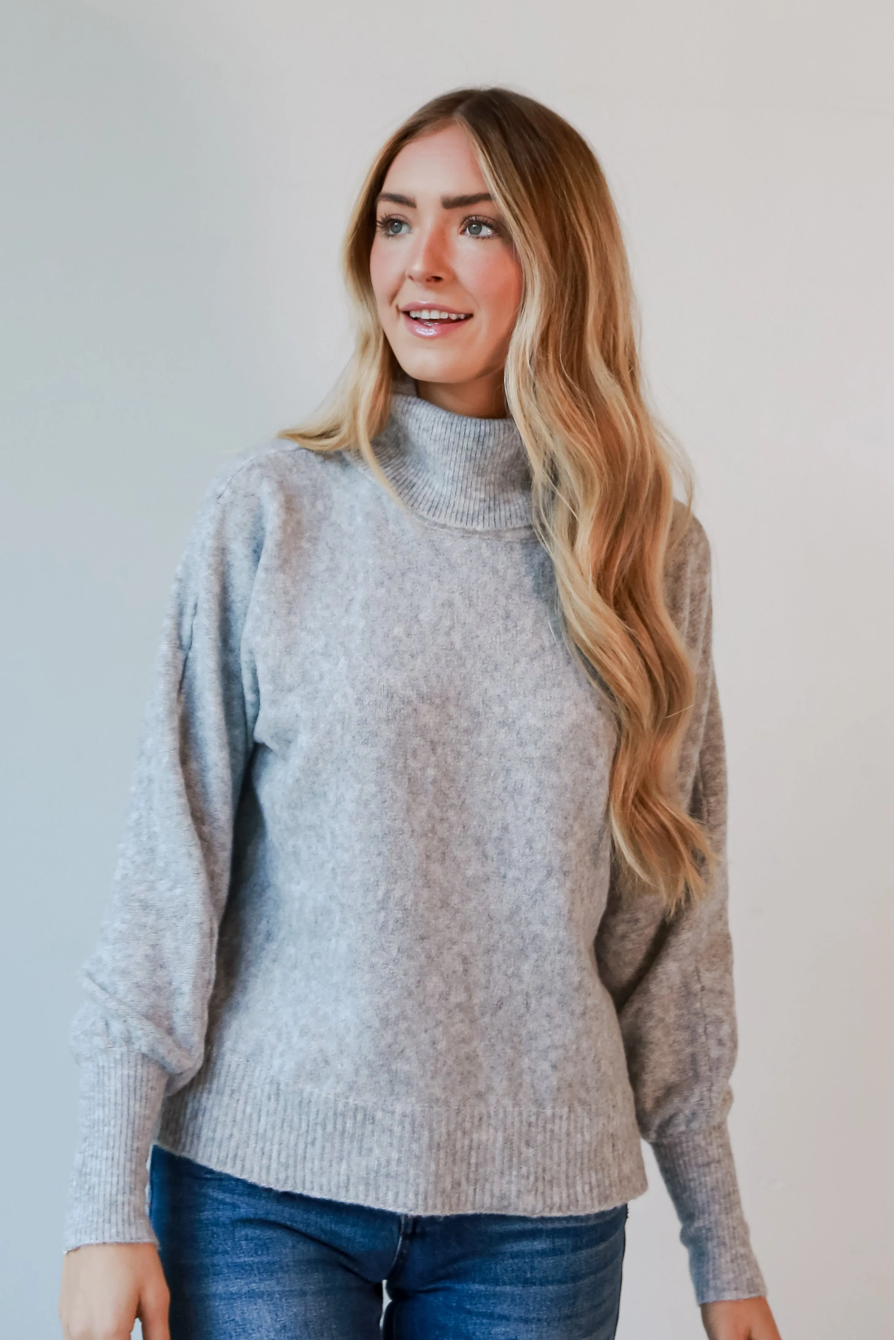 FINAL SALE - Jordan Heather Grey Turtleneck Sweater - DOORBUSTER