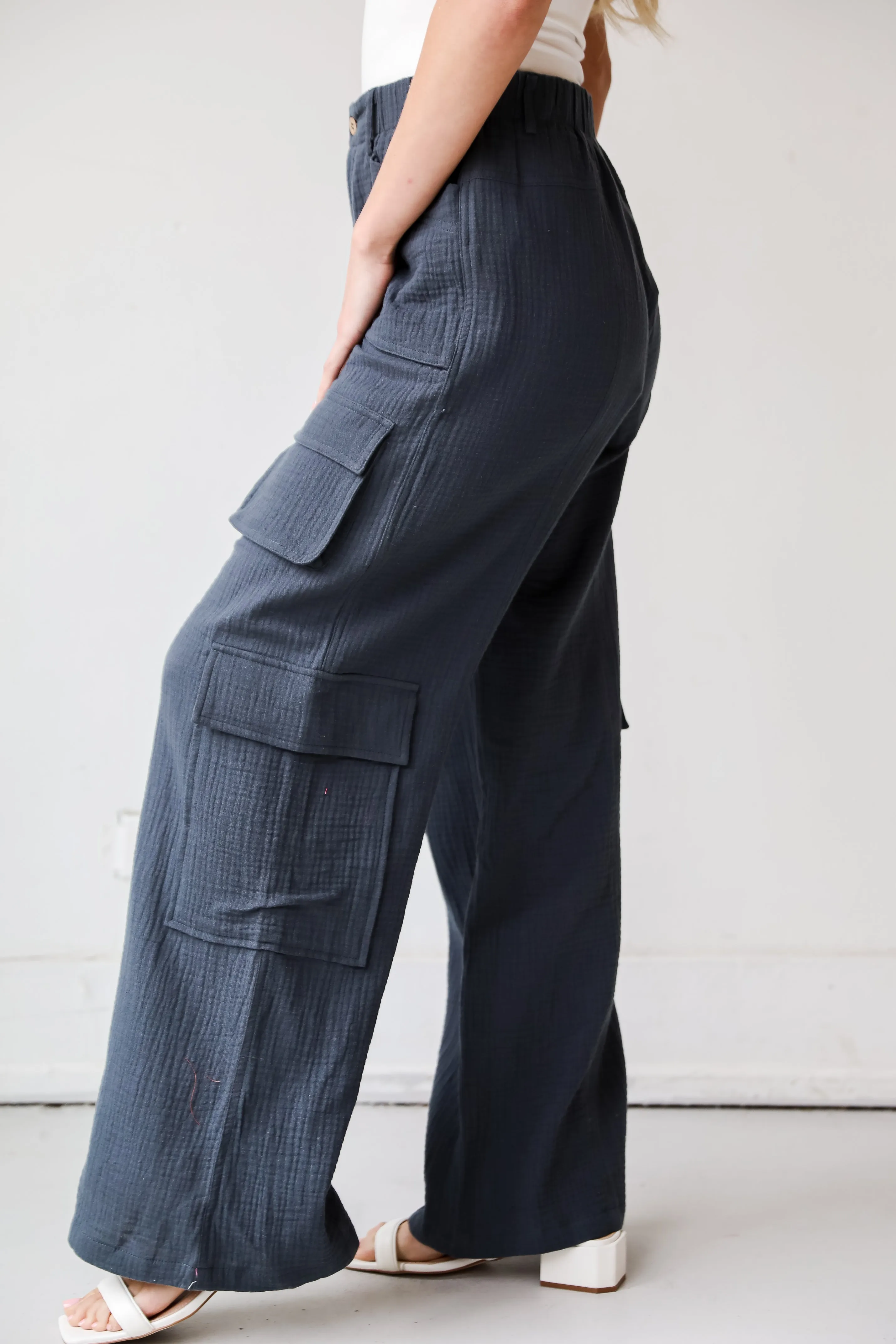 FINAL SALE - Trendsetting Impact Charcoal Linen Cargo Pants